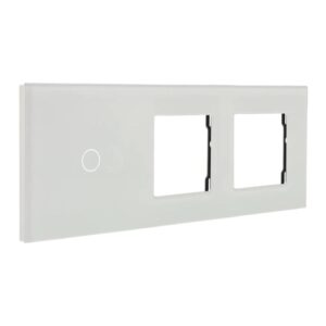 Painel de comutação com 1 botão e moldura para 2 dispositivos Branco