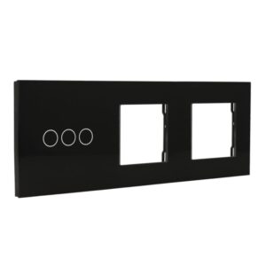 Painel de comutação com 3 botões e moldura para 2 dispositivos Preto