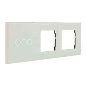 Painel de comutação com 3 botões e moldura para 2 dispositivos Branco