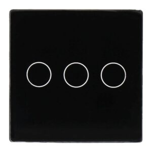 Painel de interruptor único com 3 botões Preto 47x47MM