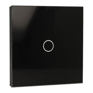 Painel de interruptor único com 1 botão Preto 86x86MM