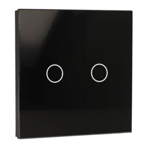 Painel de interruptor único com 2 botões Preto 86x86MM