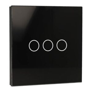 Painel de interruptor único com 3 botões Preto 86x86MM
