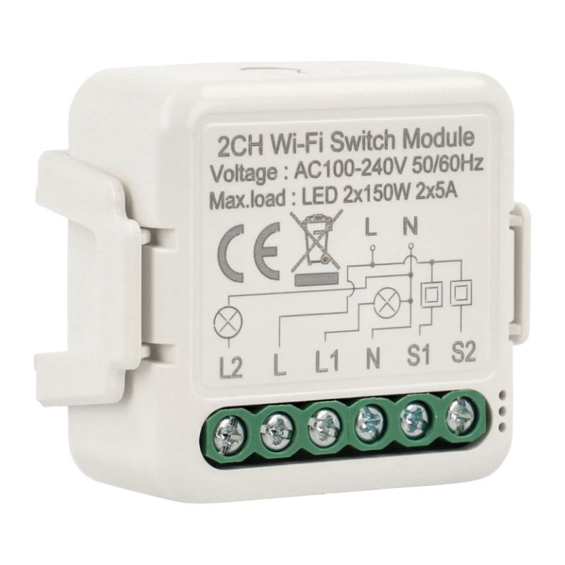Interruptor wi-fi para 2 lâmpadas e 2 botões de parede