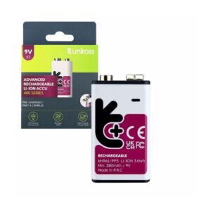 Bateria Recarregável Lítio 9V/HR22 400mA C/ USB-C