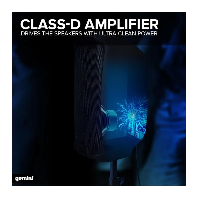 Alto-falante PA ativo de 8" 500W - Portátil com alimentação Gemini - AS-2108P - Image 6