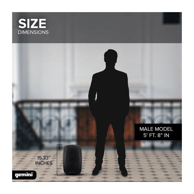 Alto-falante PA ativo de 8" 500W - Portátil com alimentação Gemini - AS-2108P - Image 5