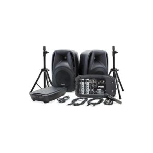 Sistema PA portátil de 150 W com altifalantes duplos de 10" Gemini - ES-210MXBLU-ST