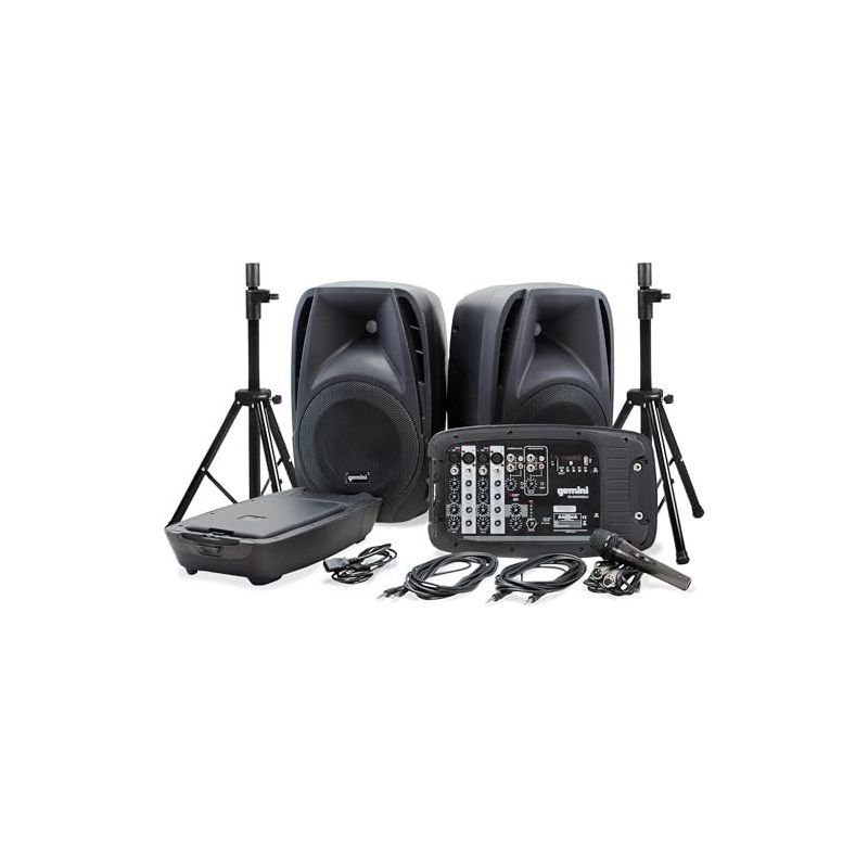 Sistema PA portátil de 150 W com altifalantes duplos de 10" Gemini - ES-210MXBLU-ST