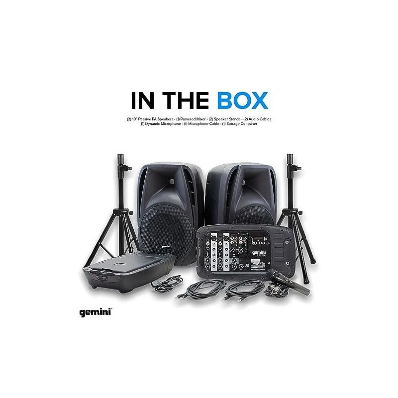 Sistema PA portátil de 150 W com altifalantes duplos de 10" Gemini - ES-210MXBLU-ST - Image 8