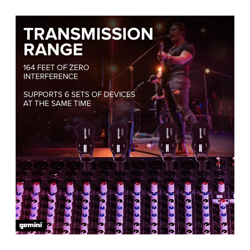 Sistema sem fios recarregável UHF para guitarra Gemini GMU-G100 - Image 6
