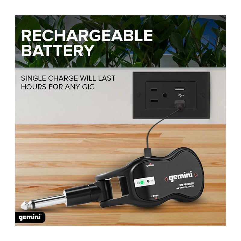 Sistema sem fios recarregável UHF para guitarra Gemini GMU-G100 - Image 4