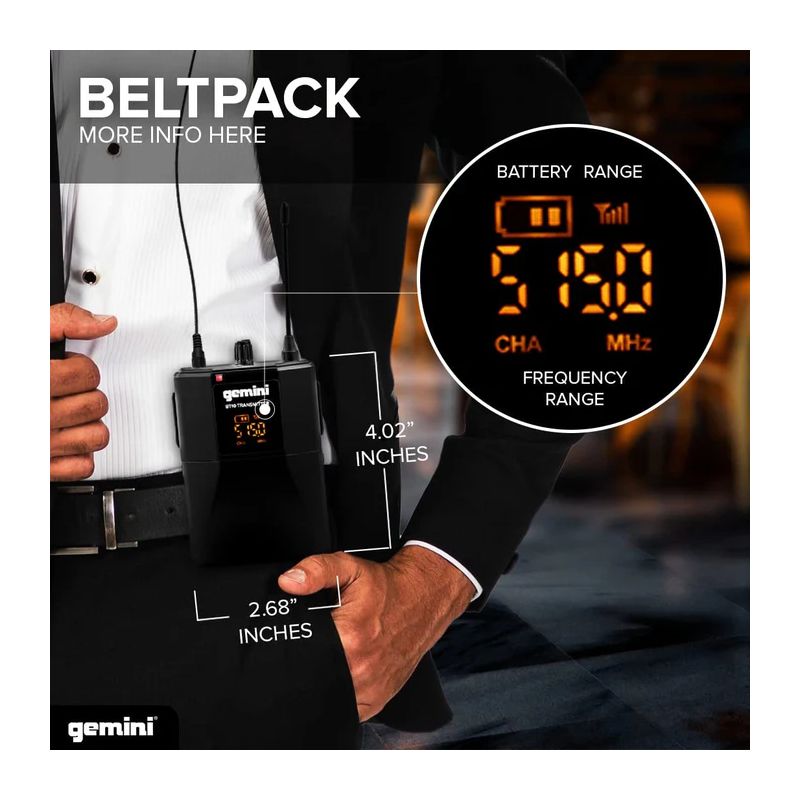 Sistema de microfone sem fios UHF profissional Gemini GMU-HSL100 - Image 4