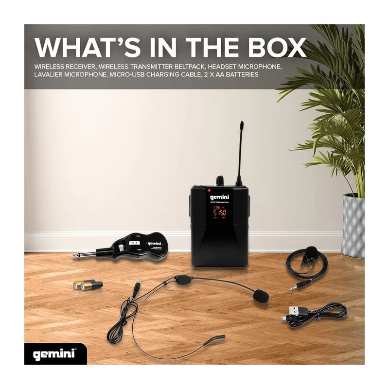 Sistema de microfone sem fios UHF profissional Gemini GMU-HSL100 - Image 2