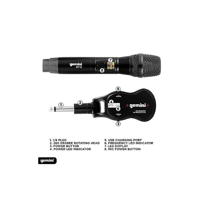Sistema de microfone sem fios duplo Gemini GMU-M200 UHF - Alcance de 50 m - Image 6