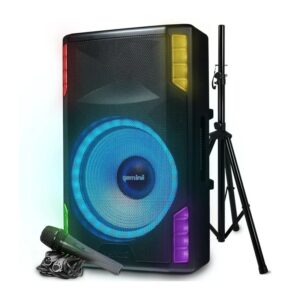 Altifalante PA Amplificado de 15" e 2200 W com LED RGB e Misturador Bluetooth Gemini - GSP-L5500PK