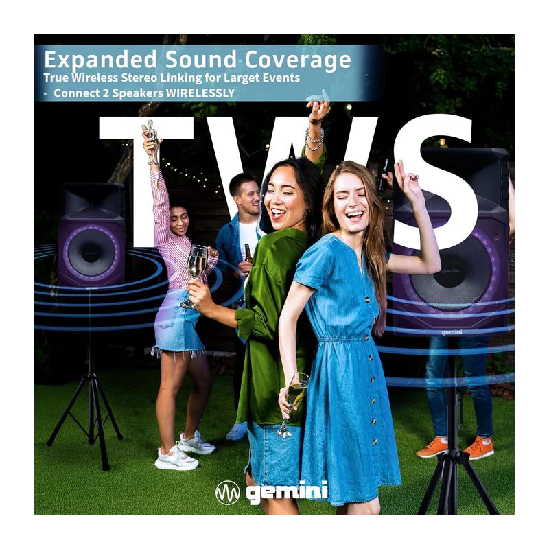 Altifalante PA Bluetooth Portátil de 1500 W - À prova de água, 15" Gemini - GXP-T1500 - Image 8