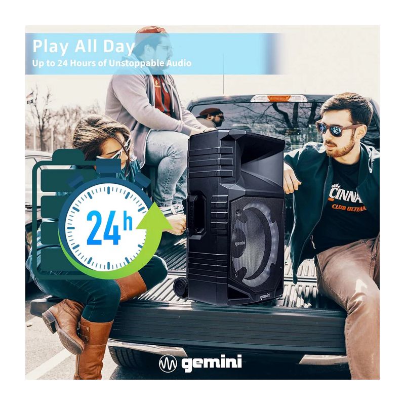 Altifalante PA Bluetooth Portátil de 1500 W - À prova de água, 15" Gemini - GXP-T1500 - Image 6