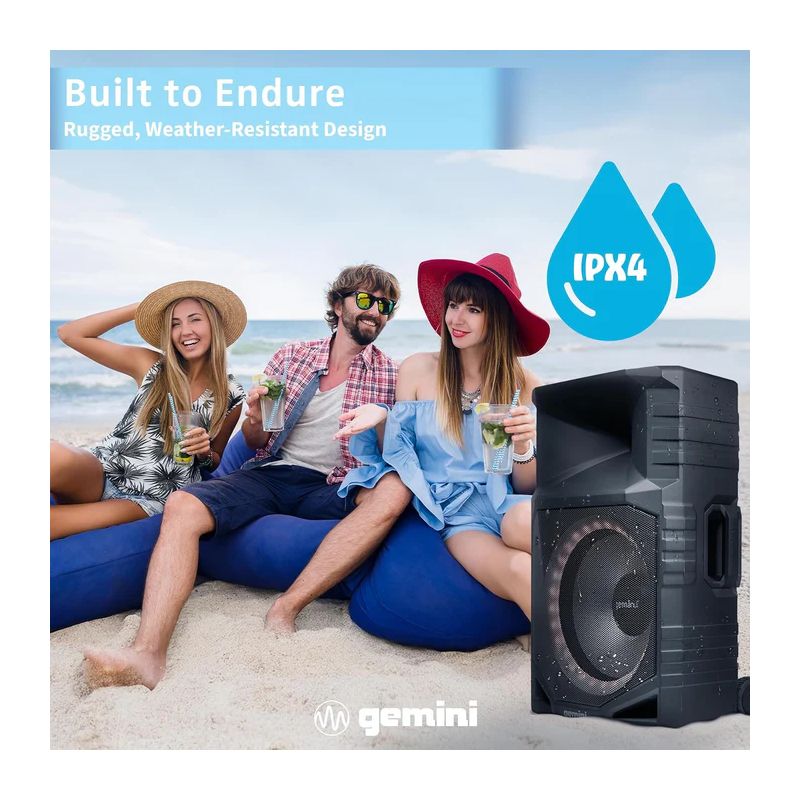 Altifalante PA Bluetooth Portátil de 1500 W - À prova de água, 15" Gemini - GXP-T1500 - Image 4