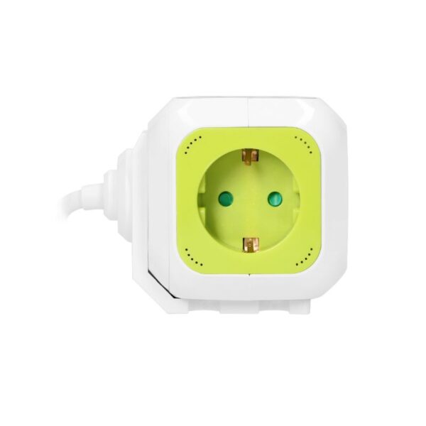 Tomadas de Extensão, 4 Tomadas Schuko, 2 x USB, Cabo de 1,4 m, Cor Limão Orno - OR-AE-13144(GS)/L - Image 6