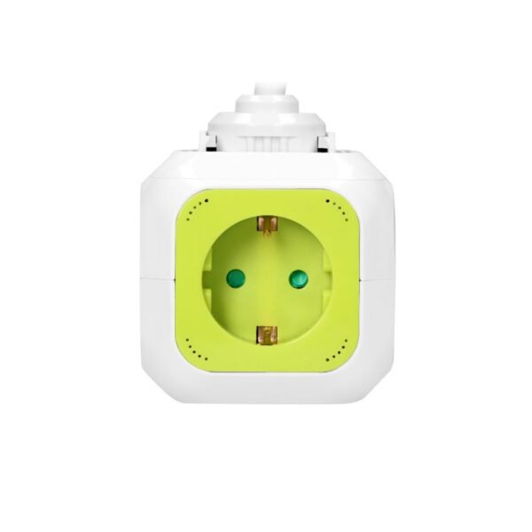 Tomadas de Extensão, 4 Tomadas Schuko, 2 x USB, Cabo de 1,4 m, Cor Limão Orno - OR-AE-13144(GS)/L - Image 4
