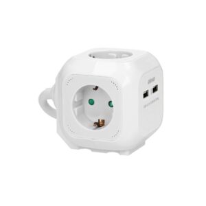 Tomadas de Extensão 4 x 2P+E (Schuko), 2 Carregadores USB, 1,4 m H05VV-F 3x1 mm2, Branco Orno - OR-AE-13144(GS)/W