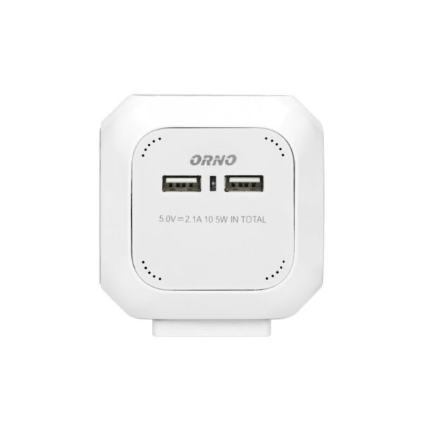 Tomadas de Extensão 4 x 2P+E (Schuko), 2 Carregadores USB, 1,4 m H05VV-F 3x1 mm2, Branco Orno - OR-AE-13144(GS)/W - Image 3