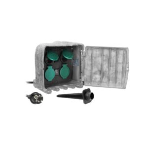 Tomada de jardim STONE, 4x2P+E schuko, Cabo de Borracha H07RN-F 3x1,5 mm², 3m Orno - OR-AE-13185(GS)