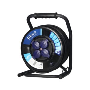 Carretel de Cabo IP44, H07RN-F 3x2,5 mm² - 40 m, 4 Tomadas Fixas 2P+E (Schuko) Orno - OR-AE-13294(GS)/40M