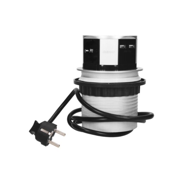 Tomada Embutida para Móveis com Carregador USB e Cabo de 1.5 m, Schuko Orno - OR-AE-1342(GS) - Image 3