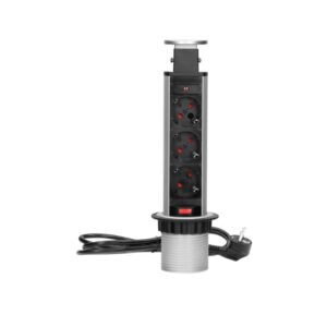 Tomada Elétrica Encastrar 3x Schuko Preta ORNO - OR-AE-1347(GS)