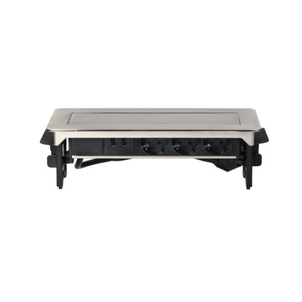 Tomadas Embutidas para Móveis em Caixa de Níquel com dois Carregadores USB e cabo de 1,8 m, 3x2P+E, 2xUSB Orno - OR-AE-1364(GS) - Image 6