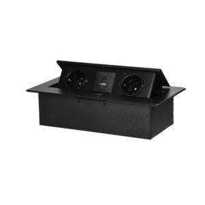 Tomada Embutida para Móveis com Borda Fresada Plana e Carregador USB, 2x2P+E (Schuko), 2x USB (tipo A+C; 3,6 A), Preta Orno - OR-GM-9034(GS)/B