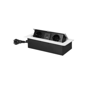 Tomada Embutida para Móveis com Borda Plana Fresada, Carregador USB e cabo de 1,5 m, 2x2P+E, 2xUSB, Branca Orno - OR-GM-9035(GS)/W