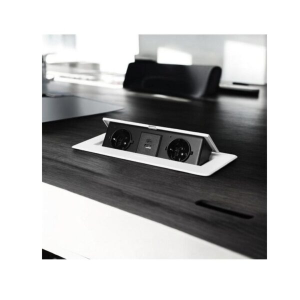 Tomada Embutida para Móveis com Borda Plana Fresada, Carregador USB e cabo de 1,5 m, 2x2P+E, 2xUSB, Branca Orno - OR-GM-9035(GS)/W - Image 3