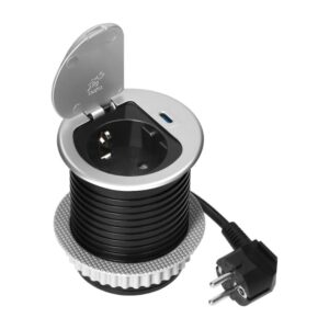 Tomada para Móveis com Carregador USB, Cabo de 1.9 m, 1x2P+E, 1xUSB, Prateada Orno - OR-GM-9040(GS)