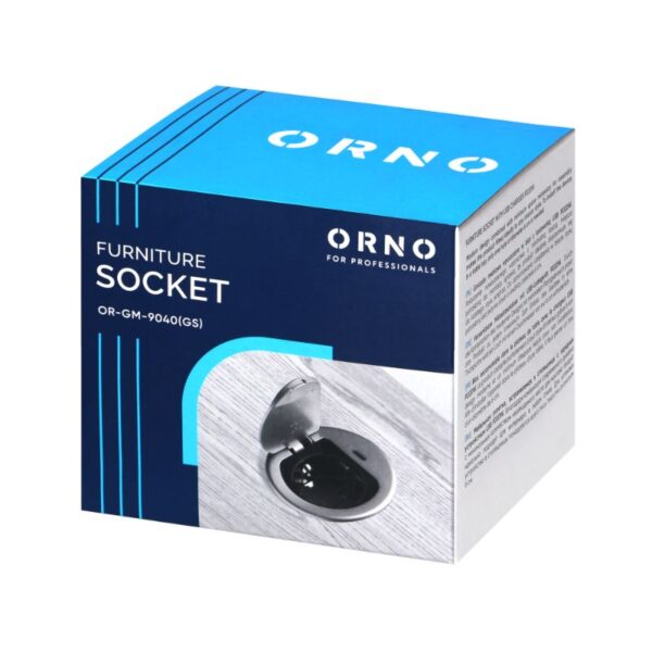 Tomada para Móveis com Carregador USB, Cabo de 1.9 m, 1x2P+E, 1xUSB, Prateada Orno - OR-GM-9040(GS) - Image 2