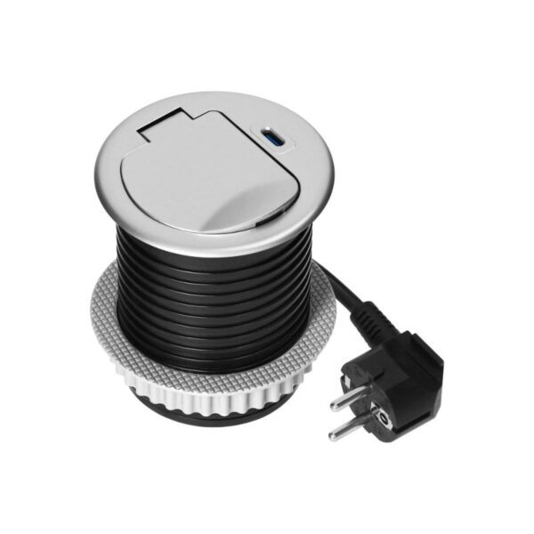 Tomada para Móveis com Carregador USB, Cabo de 1.9 m, 1x2P+E, 1xUSB, Prateada Orno - OR-GM-9040(GS) - Image 5