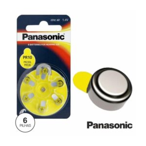 6 Pilhas Botão Pr10/Pr230/Pr536 1.4V 75ma Blister Panasonic - PZP-PR10