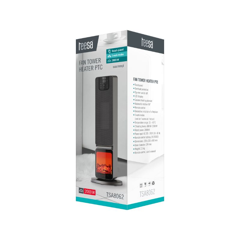 Aquecedor Termo ventilador Cerâmico Torre 800/2000W TEESA - TSA8062 - Image 4