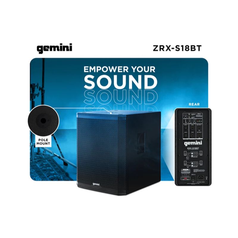 Subwoofer Bluetooth de 18" 2400 W de potência máxima 600W RMS DJ Gemini - ZRX-S18BT - Image 2