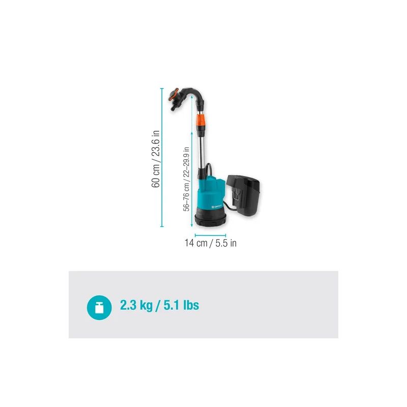 Conjunto bomba de bateria para depósito de águas pluviais 2000/2 18V P4A Ready-To-Use Gardena - 14602-20 - Image 3