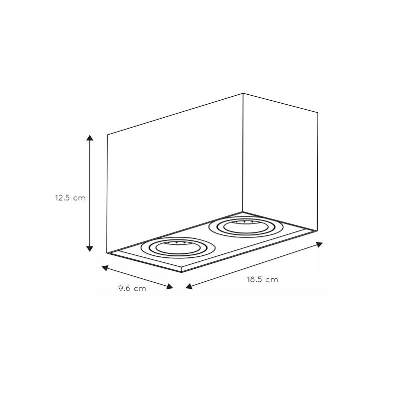 Aplique TUBE Saliente Preto Retângulo 2xGU10 50W 22953/02/30 Lucide - Image 2