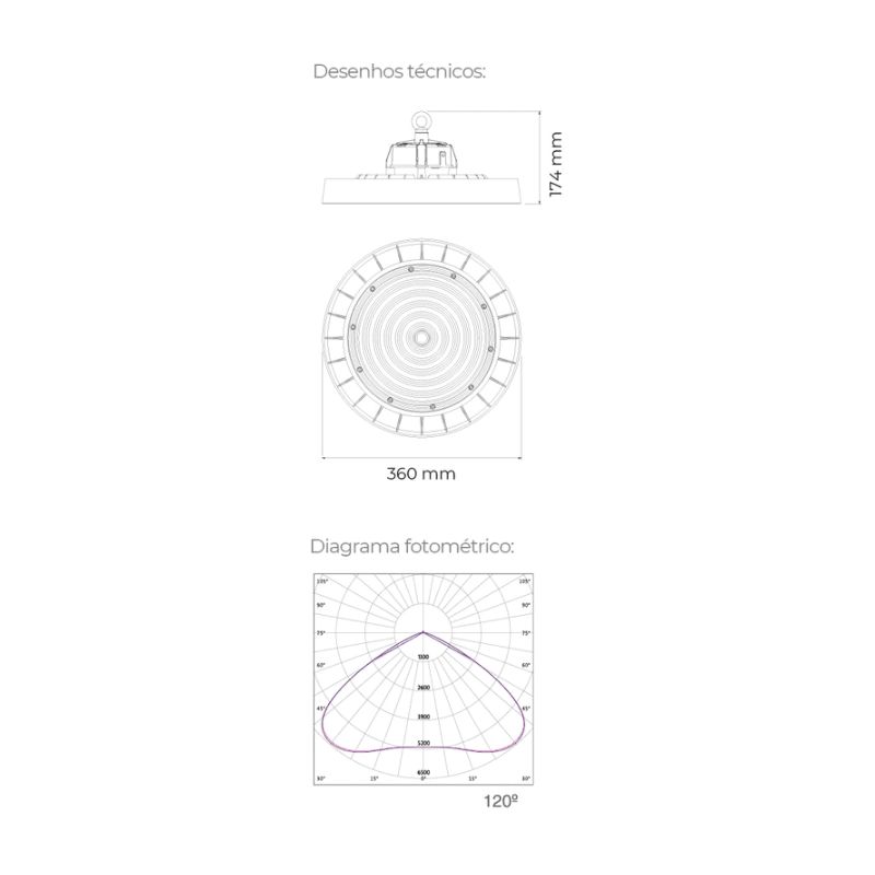 Campânula Atena com opção de Potência (100/150/200W) 3CCT Slighting - ESL57200CCTPA - Image 4