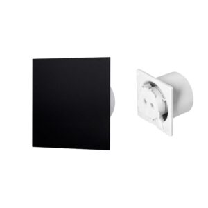 Ventilador de casa de banho 100 mm Premium, com temporizador e sensor de humidade (rolamento de esferas) + Painel de plexiglass preto Orno