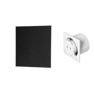 Ventilador de casa de banho 100 mm Premium, com temporizador e sensor de humidade (rolamento de esferas) + Painel de plexiglass, universal, cor preta mate Orno