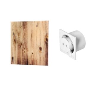 Ventilador de casa de banho 100 mm Premium, com temporizador e sensor de humidade (rolamento de esferas) + Painel de vidro, Universal, carvalho brilhante Orno