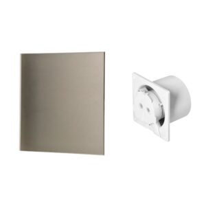 Ventilador de casa de banho 100 mm Premium, com temporizador e sensor de humidade (rolamento de esferas) + Painel de vidro pérola dourada Orno