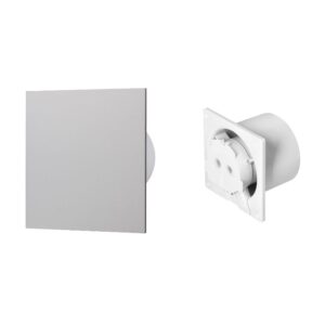 Ventilador de casa de banho 100 mm - Premium - Padrão com rolamentos de esferas + Painel de plexiglass cinzento Orno