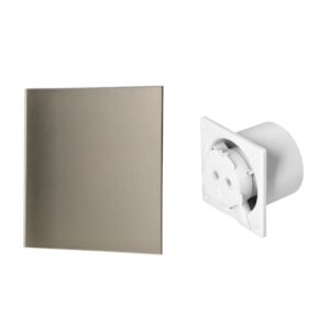 Ventilador de casa de banho 100 mm - Premium - Padrão com rolamentos de esferas + Painel de vidro pérola dourada Orno